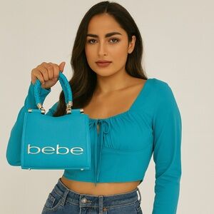 Bebe Turquoise Mini Bag with Gold Details